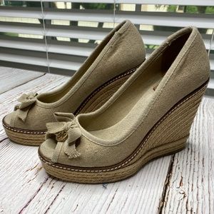 Tory Burch Tan Wedge Espadrilles